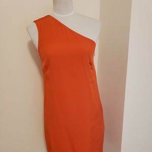 GORGEOUS ONE SHOULDER ORANGE TIBI DRESS SIZE 2